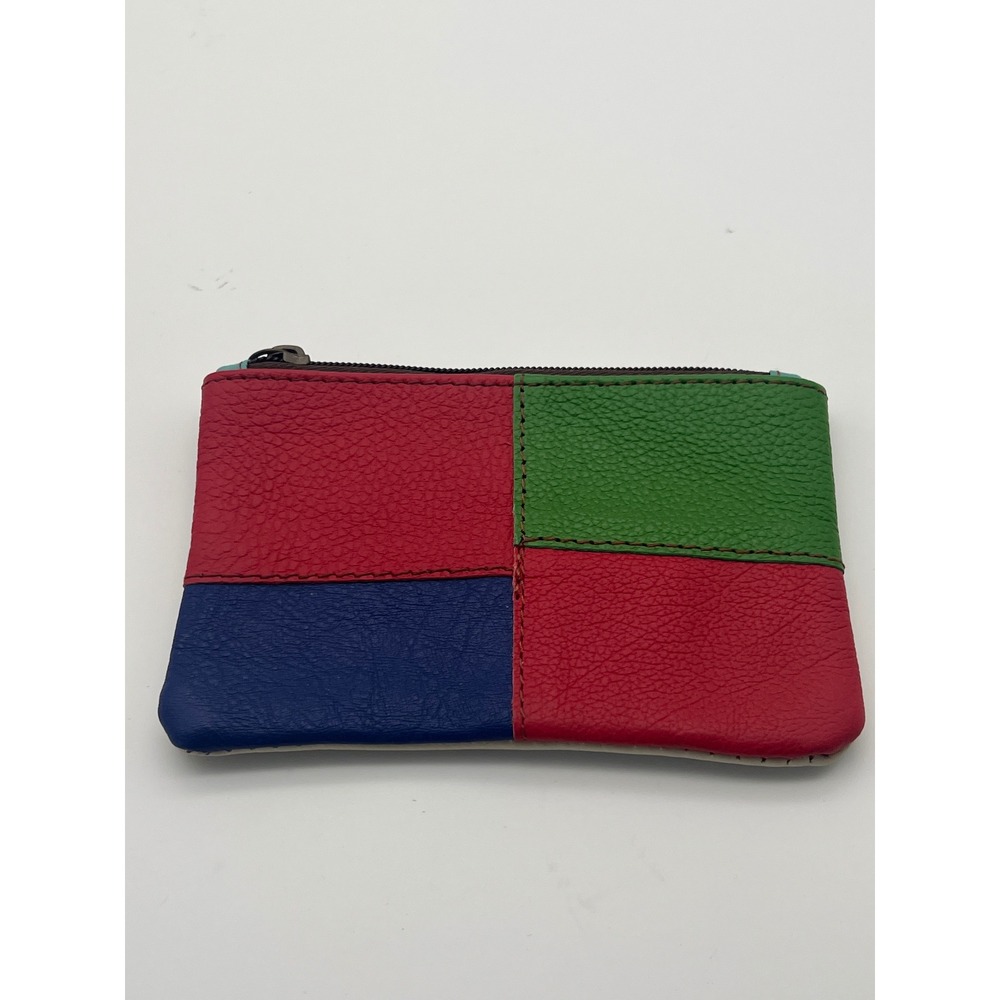 SORUKA Coin Purse OS Multicolor EUC Recycled Leather Patchwork Zip Wallet